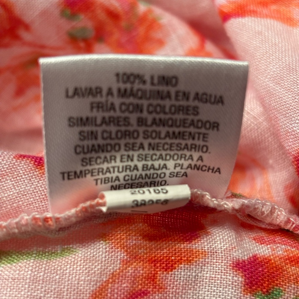 Charter Club Floral Print Linen Button Down Blouse - Picture 6 of 7